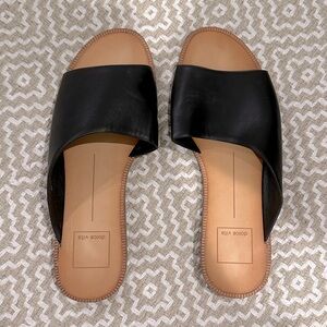 dolce vita black slide on sandals